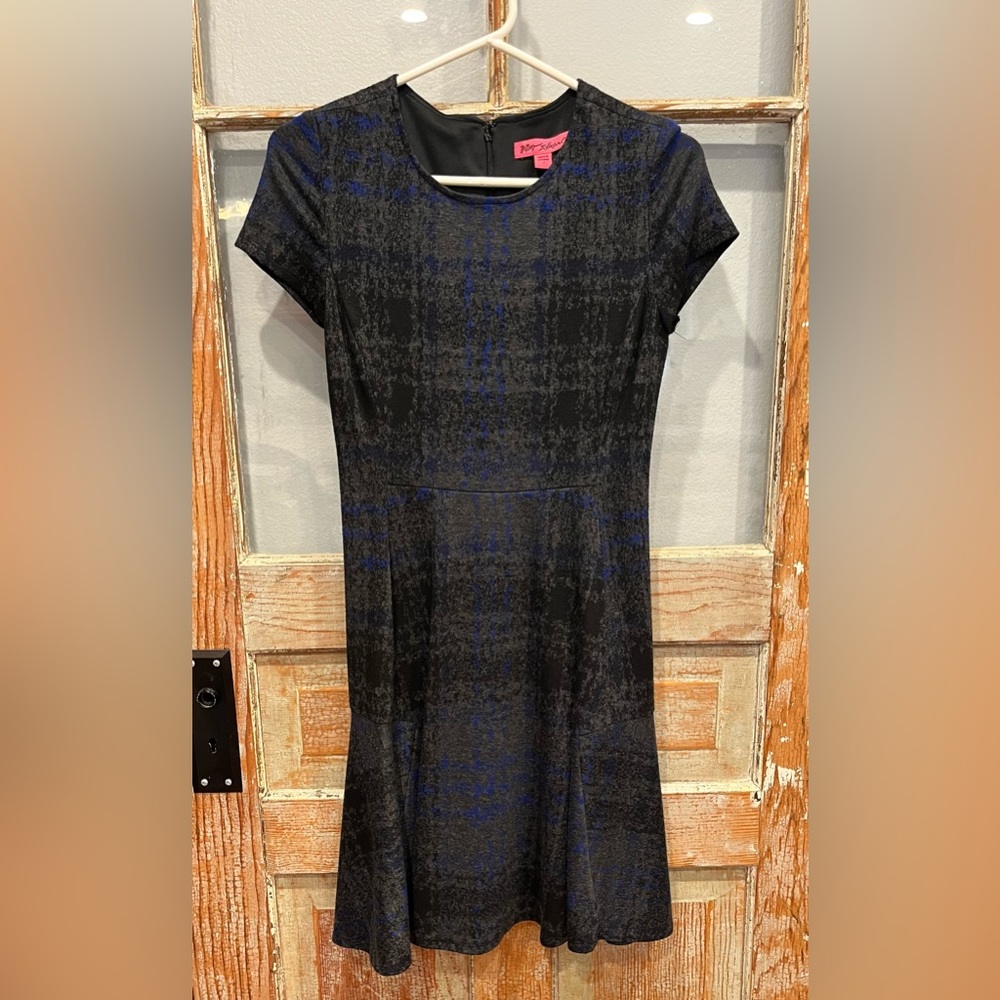 Betsey Johnson Plaid Print Gray Blue Women Size 2